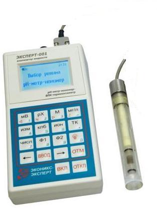 Модель рН-метра-иономера-БПК-термооксиметра "Эксперт-001"  с датчиком кислорода (без ИСЭ)