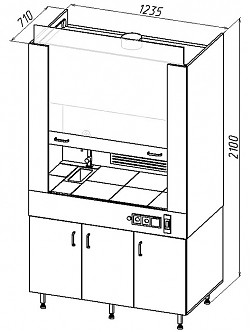 Вытяжной шкаф для муфельных печей «СТАНДАРТ» (1232мм)
