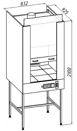 Вытяжной шкаф для муфельных печей «СТАНДАРТ» (832мм)